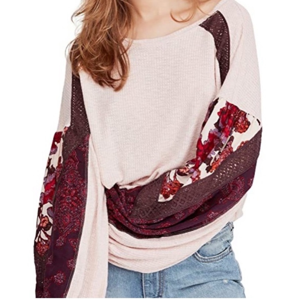 Free People Waffle Floral Top